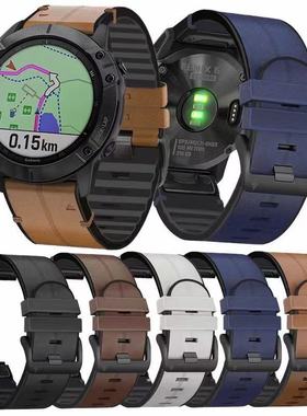 适用Garmin佳明fenix6 pro硅胶贴皮手表带X5 S60 S62 945 955透气