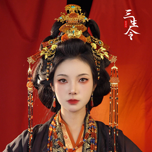 红黑 发饰大女主翘楚战国风贵气陈都灵影视剧同款 三生令 朝朝