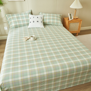 A类色织纯棉床单全棉单件床单粗布加厚单人双人铺床宿舍家用床上