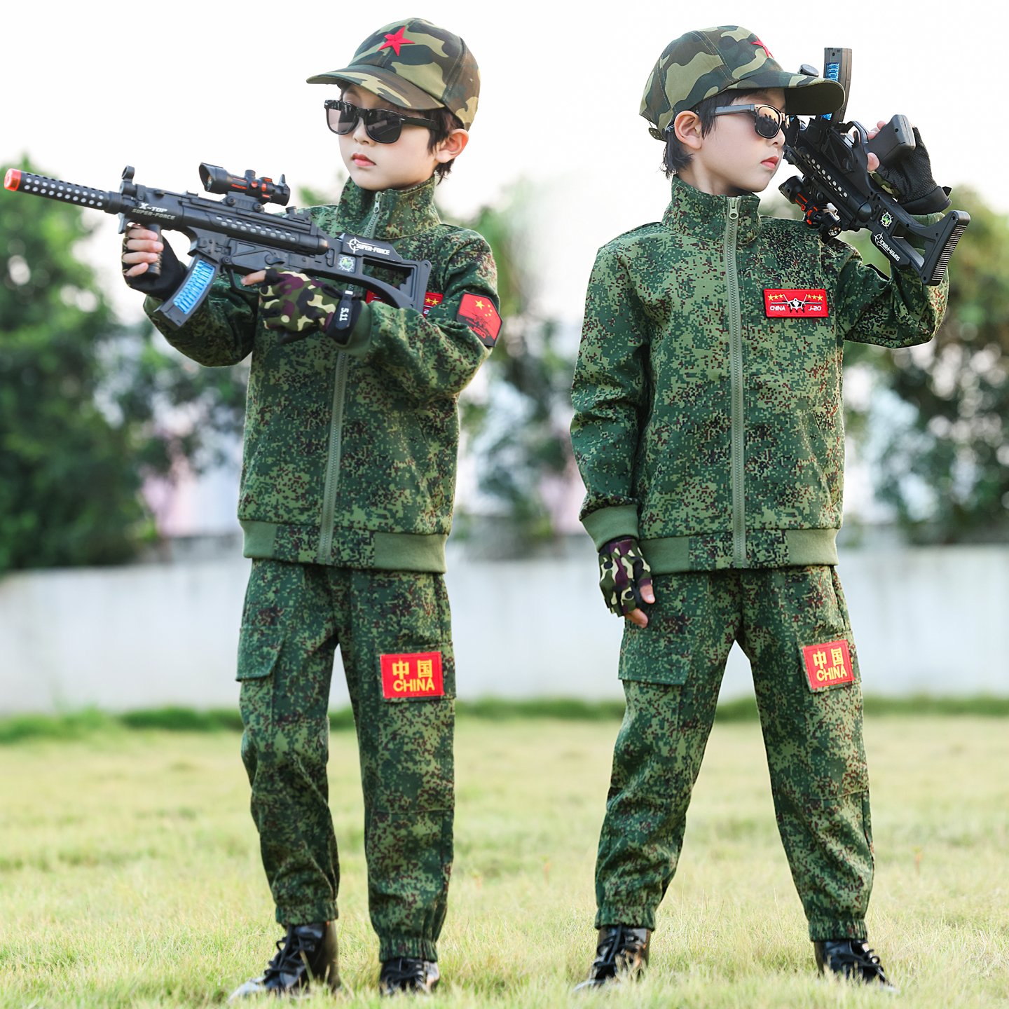 儿童迷彩服套装男童特种兵服春秋装外套长裤中小学生绿色军训衣服
