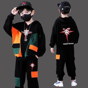 帅气时髦男童卫衣套装2025秋装潮酷男孩纯棉连帽童装运动休闲衣服