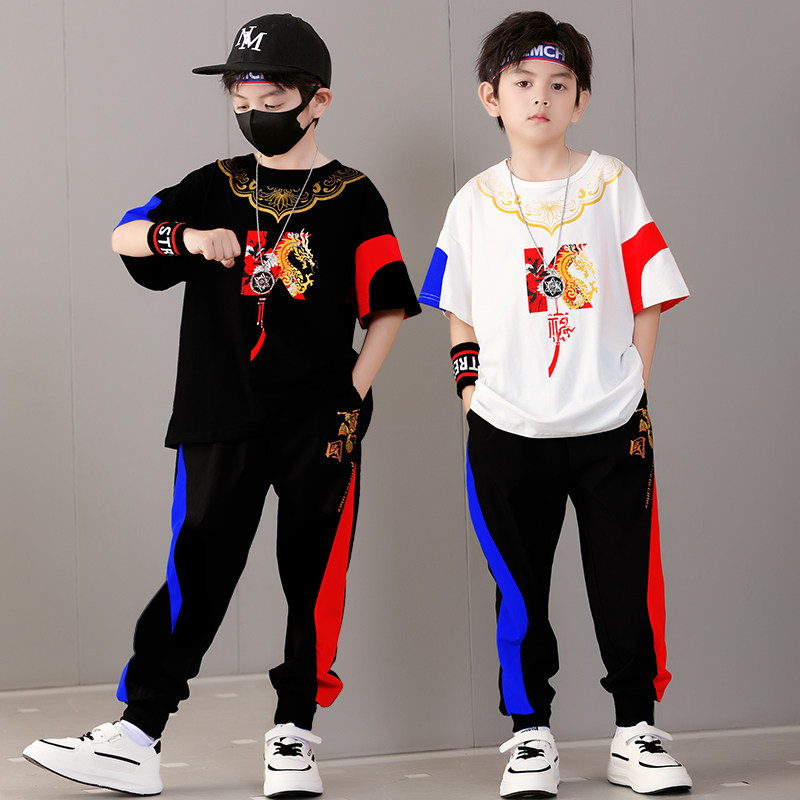 童汉服夏男童短袖长裤套装图片