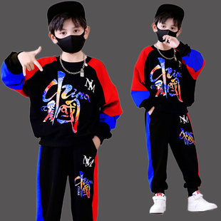 中国风童装6男童春秋装卫衣套装潮酷9岁大男孩长袖7圆领加绒冬装8