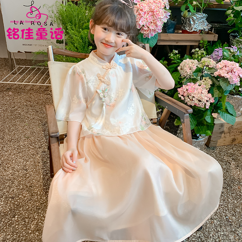漢服女童連衣裙夏裝2025新款兒童中式國風裙子套裝女孩夏季公主裙