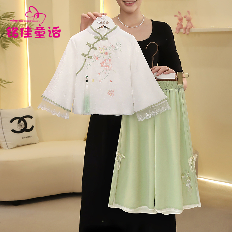 女童漢服2025春夏季新款兒童新中式套裝兩件套春裝馬面裙國風古風