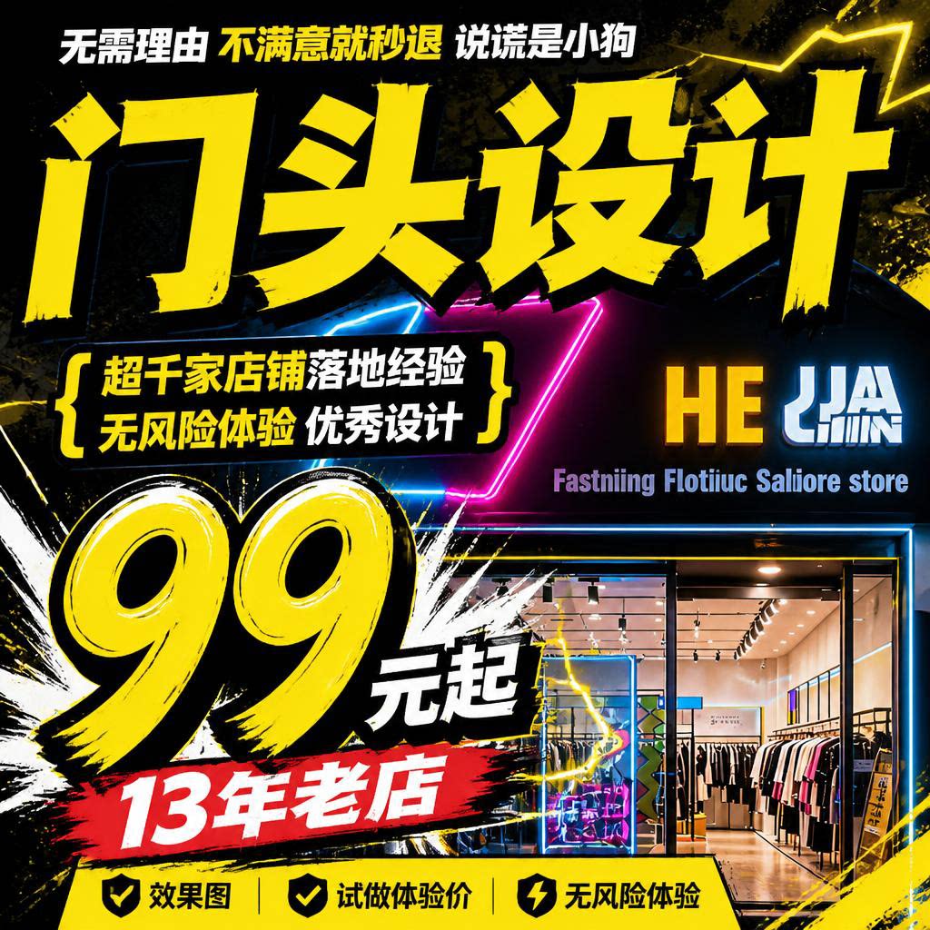 门头门店店铺装修设计效果图 敢平面广告设计