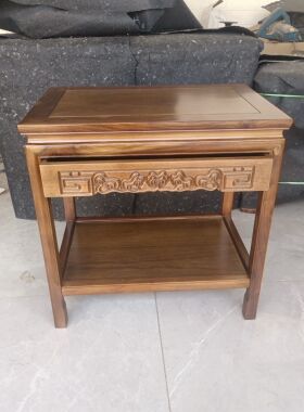 老榆木边几带抽屉实木条几中式客厅简约茶桌原木花架鱼缸盆景桌子