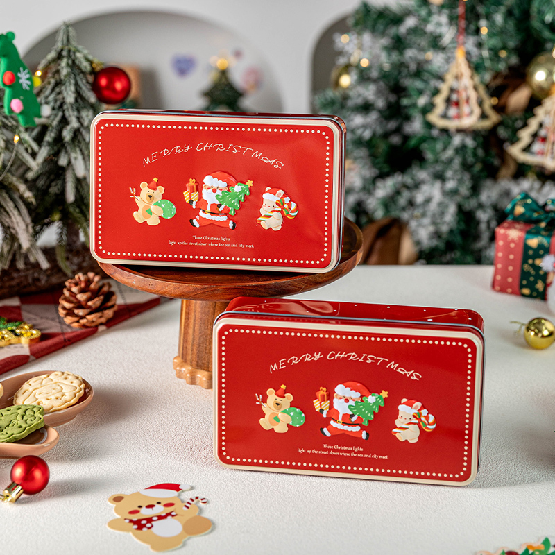 礼物品包装盒子伴手糖果长方形马口铁小圣诞节装收纳烘焙饼干空