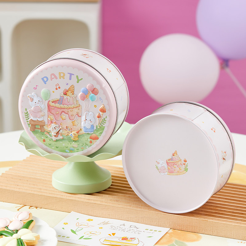 圆形铁罐烘焙曲奇糖果礼品伴手礼卡通礼盒礼物包装盒马口铁收纳罐