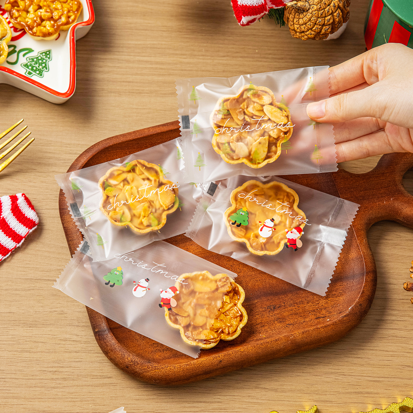 圣诞节糯米小船包装袋子独立单个机封曲奇饼干雪花酥糖果烘焙2025