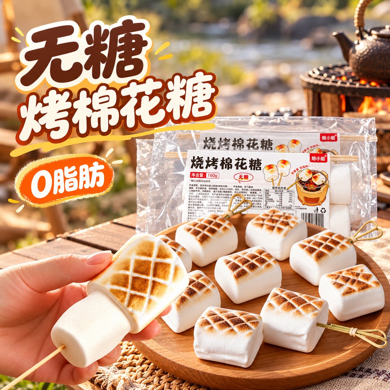 焙小姐无糖烧烤棉花糖网红小零食爆款儿解馋童自制雪花酥原材料碳