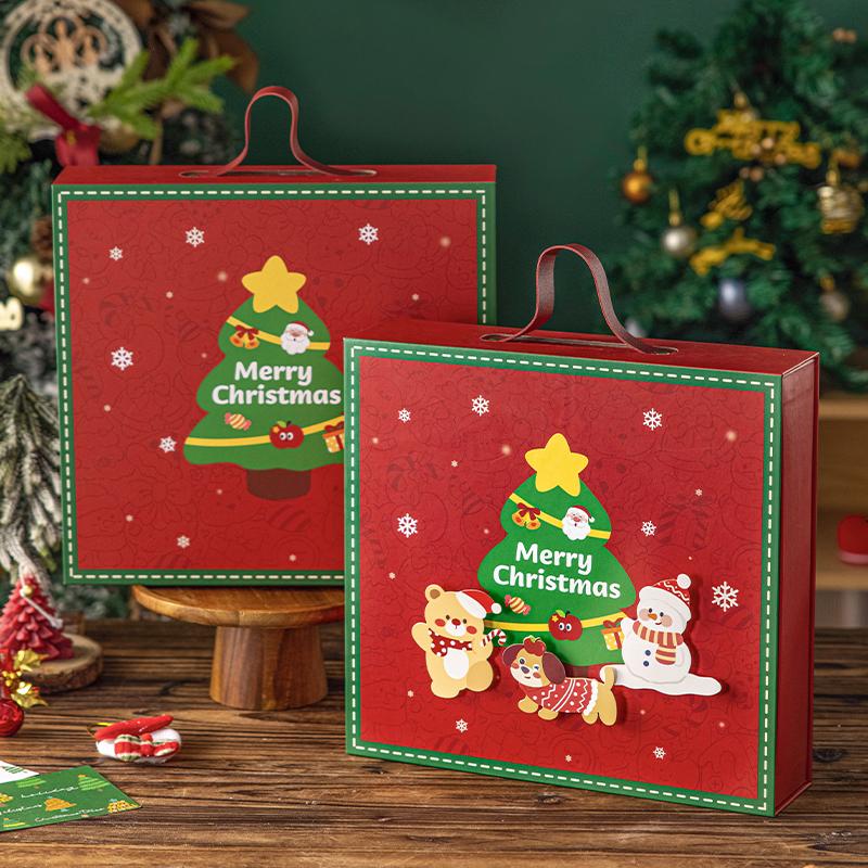 圣诞礼品盒空盒子物儿童平安夜伴手袋创意打包装饼干糖果零食大号