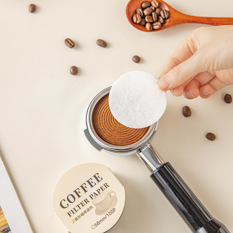 意式咖啡摩卡壶粉碗器具过滤纸58mm圆形一次性手柄专用进口滤纸