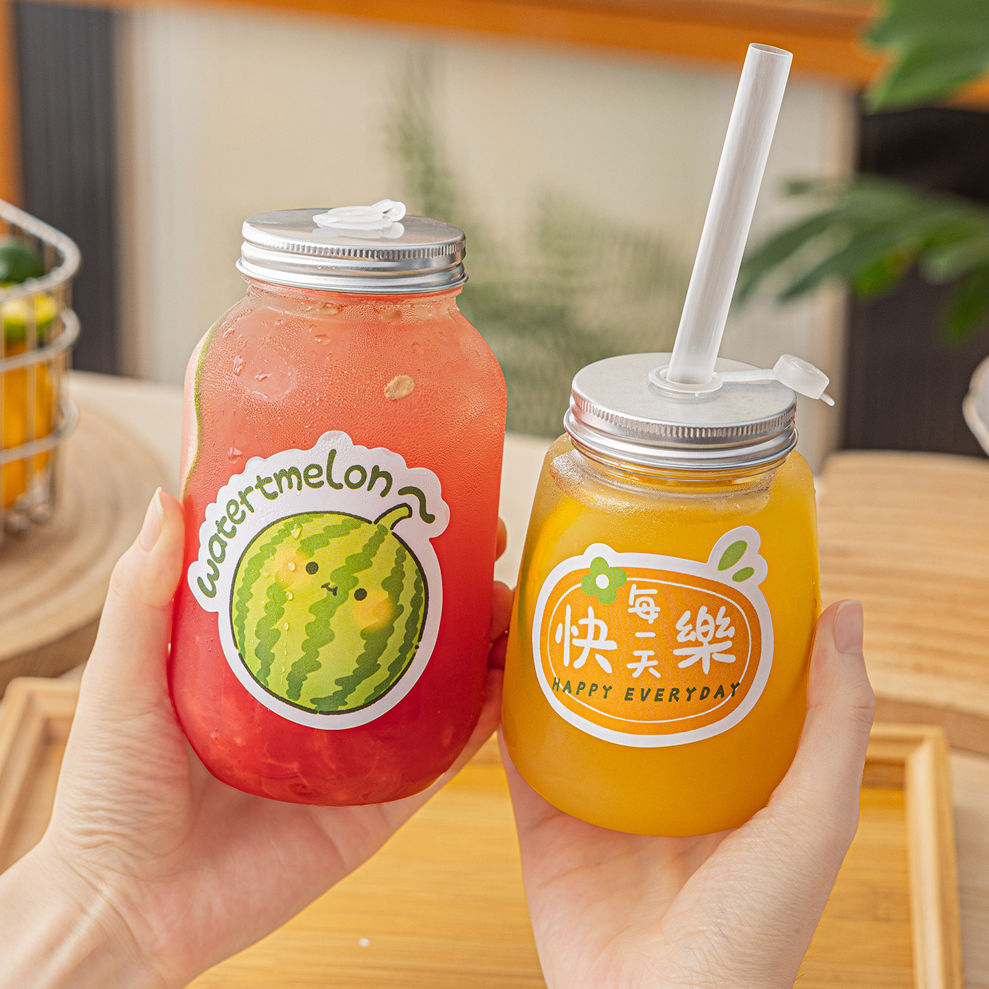 水果茶一次性奶茶瓶咖啡杯子食品级便携带盖加厚家用外出塑料冷饮