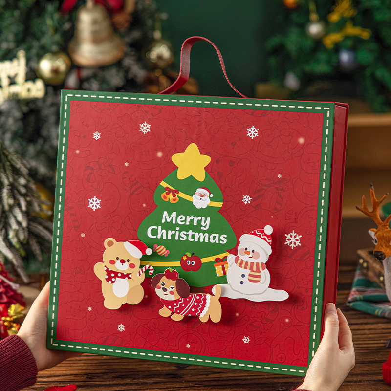 圣诞礼品盒空盒子物儿童平安夜伴手袋创意打包装饼干糖果零食大号