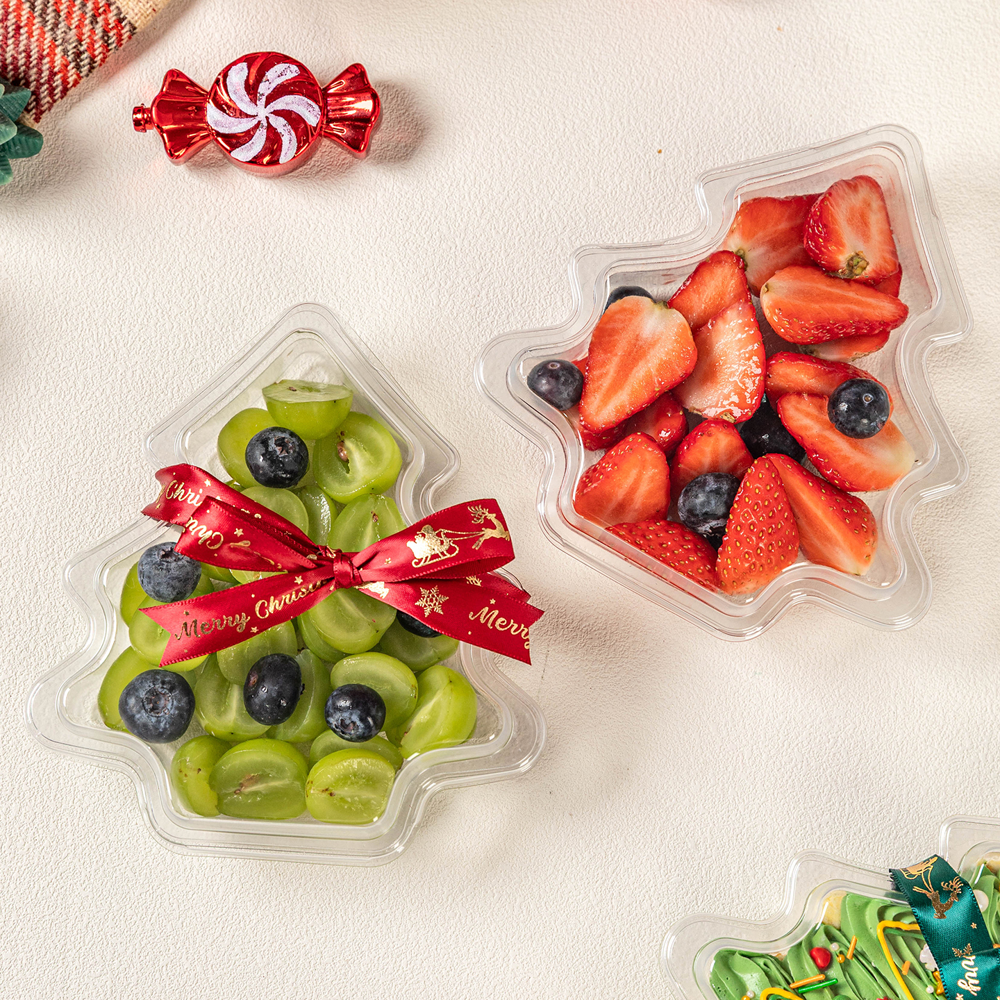 圣诞节透明蛋糕盒子包装盒树一次性慕斯草莓水果小甜品烘焙打吸塑