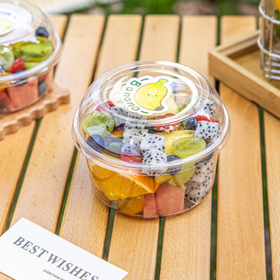 一次性水果捞盒子食品级冰粉糖水芋碗带盖圆形打包专商用野餐摆摊