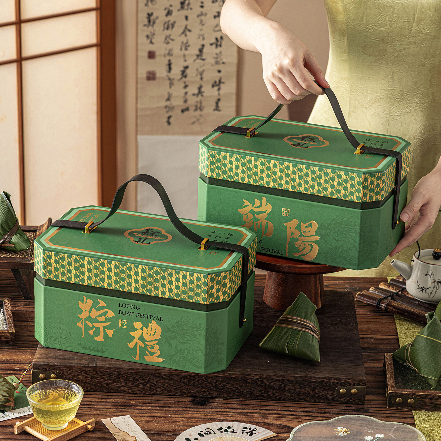 端午节粽子礼盒空盒伴手礼品包装2026新款提高档端精致定水果篮制