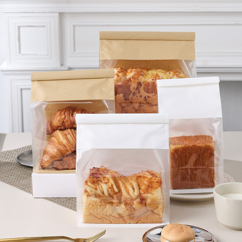 吐司面包包装袋烘焙麻薯饼干自封食品袋打包纸袋子450g克牛皮纸袋