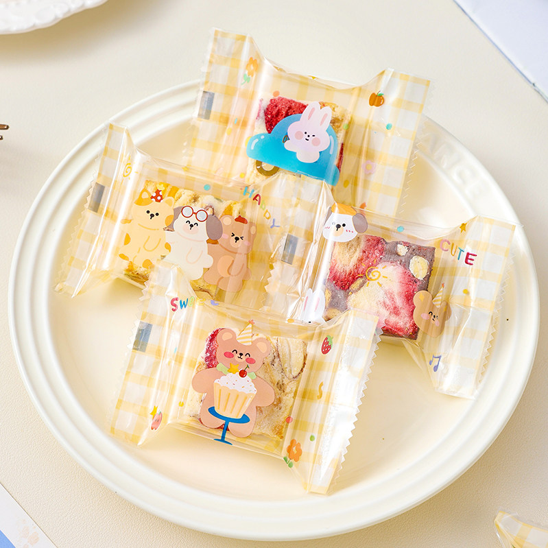 雪花酥饼干单独立小包装袋机封口食品级烘焙曲奇太妃糖果打包透明