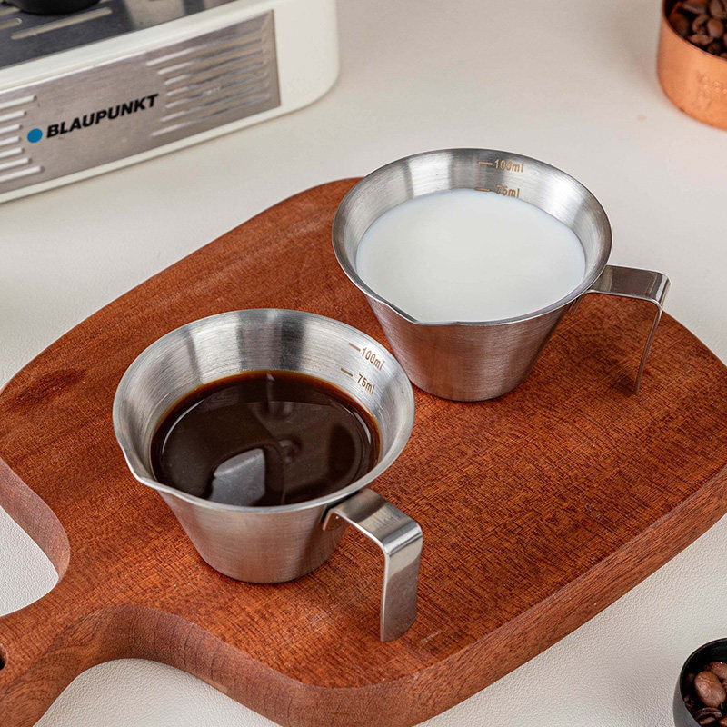 咖啡小奶盅不锈钢刻度量杯子意式浓缩专用萃取杯接液迷你精致高档