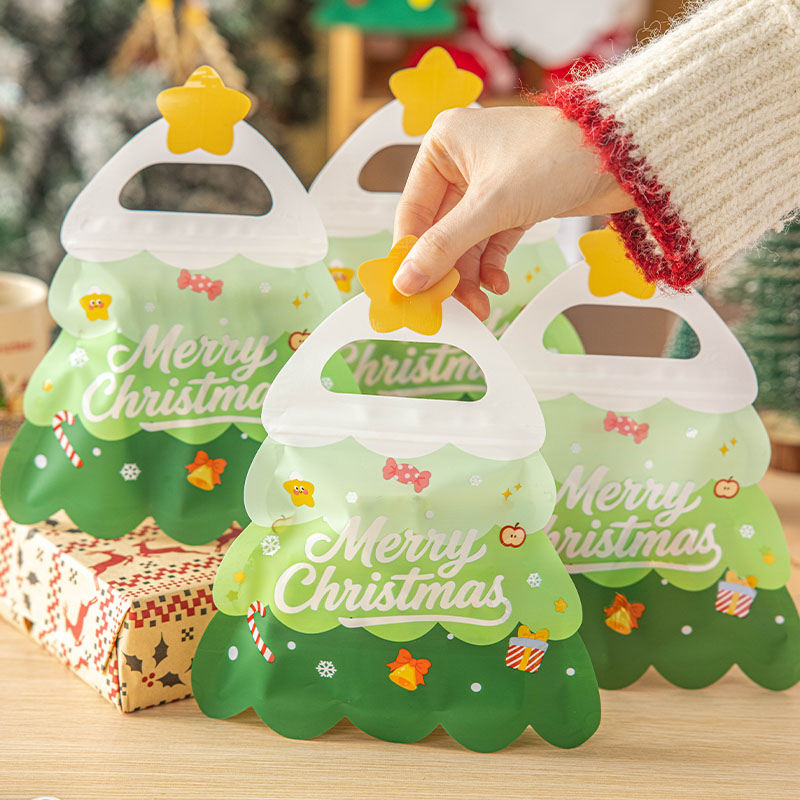 圣诞节饼干包装袋密封拉链卡通透明太妃糖果雪花酥曲奇巧克力零食