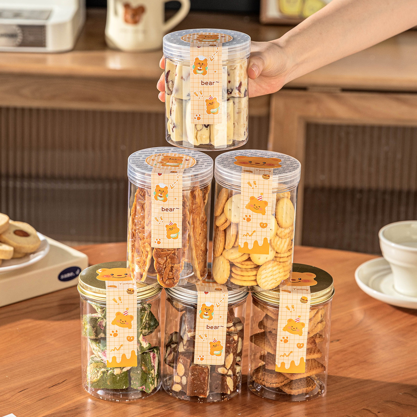 曲奇饼干密封罐子透明雪花酥包装盒食品级坚果手工点心桃酥桶烘焙