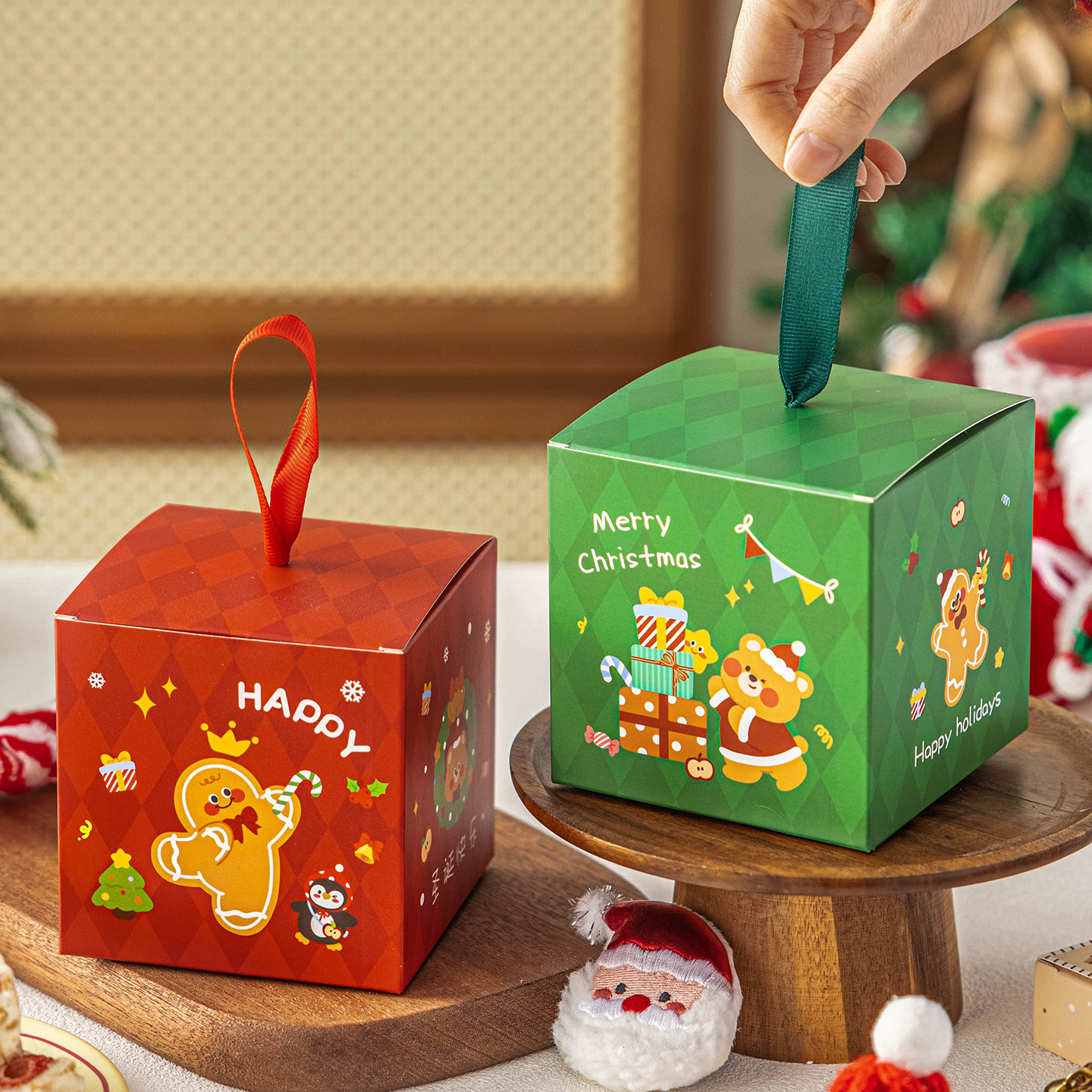 圣诞礼品盒平安果手提空袋子迷你小儿童夜节送伴手物饼干糖果包装