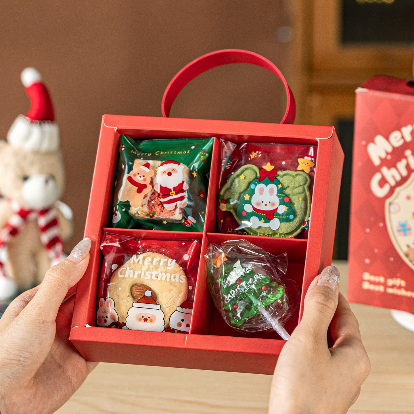 圣诞礼盒空盒礼物品袋平安夜苹果包装耶诞节创意手提糖果雪花酥纸