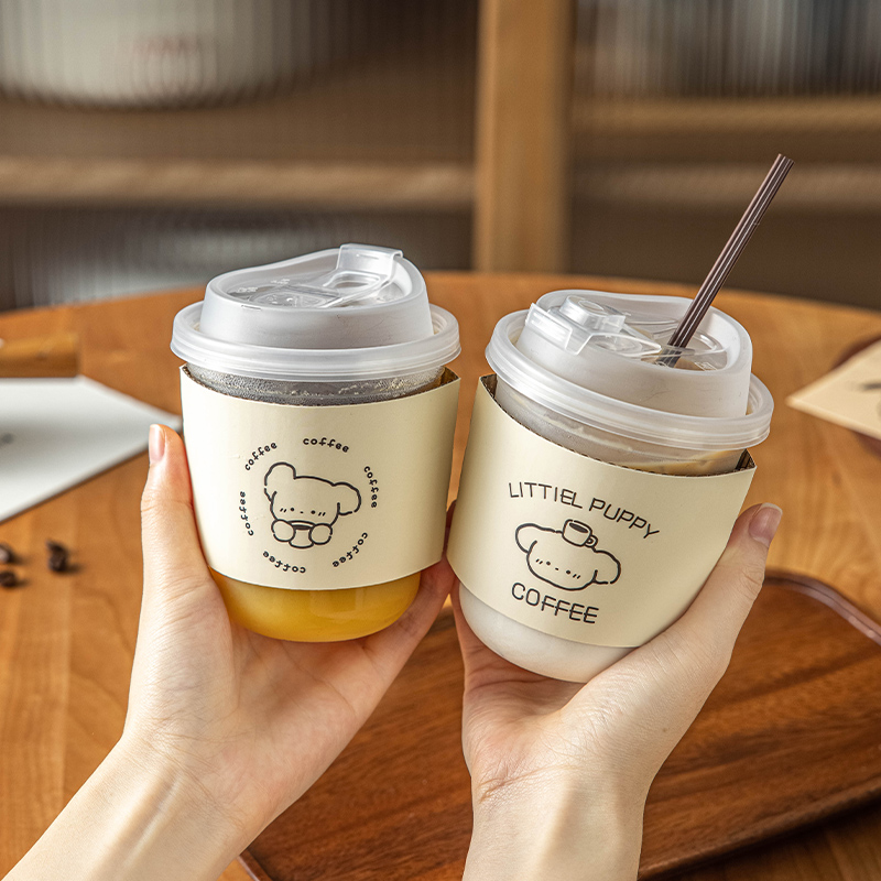 一次性咖啡杯子带盖奶茶即弃的耐高温加厚食品级塑料瓶果汁专用家