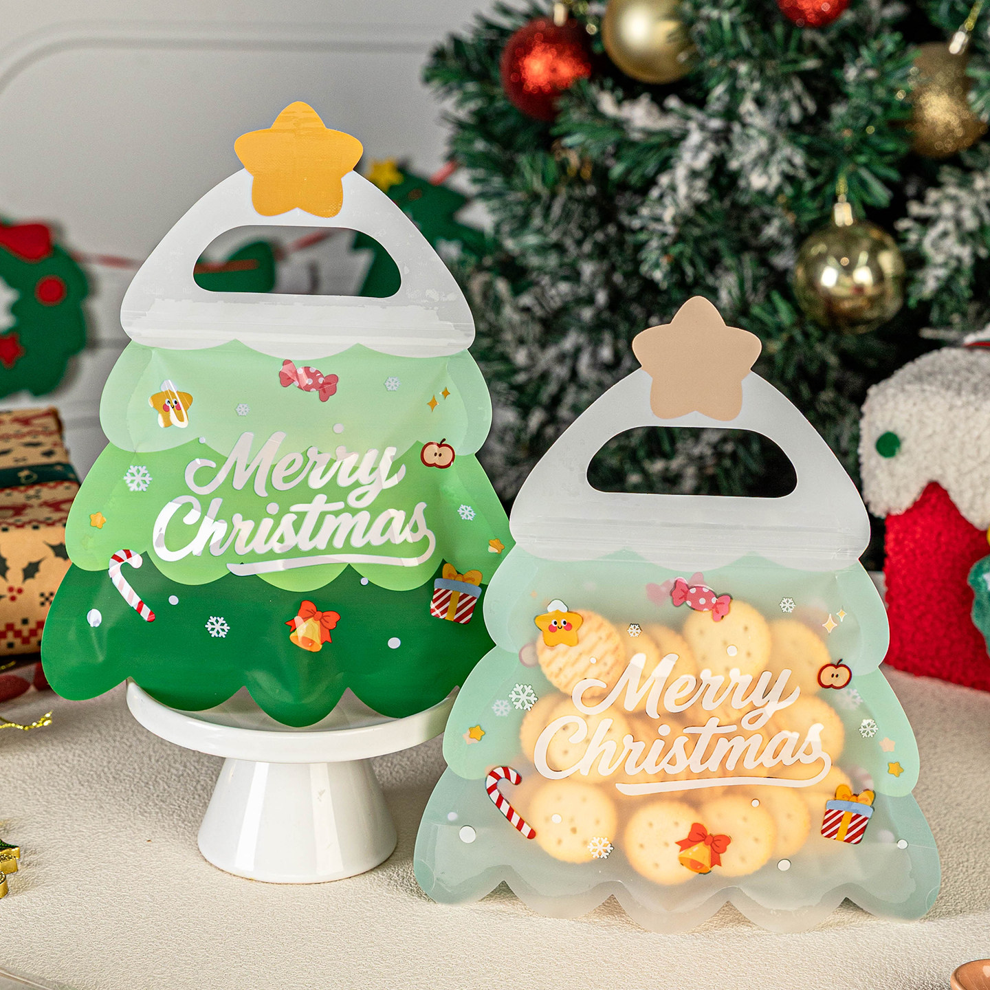 圣诞饼干包装袋2025新款雪花酥自封密袋烘焙牛轧糖果曲奇磨砂拉链