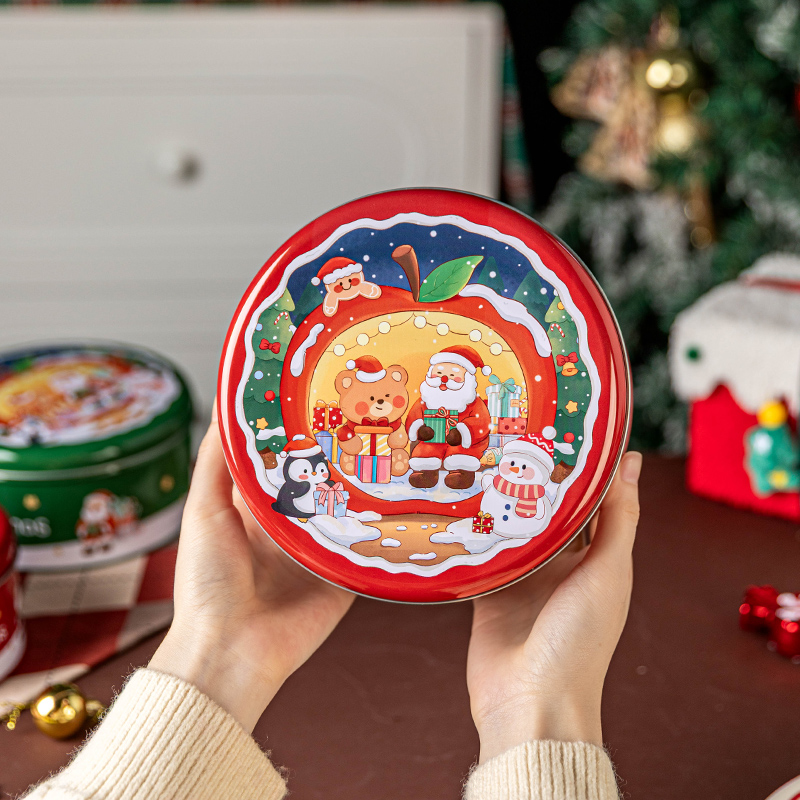 圆形圣诞马口铁包装盒子空
