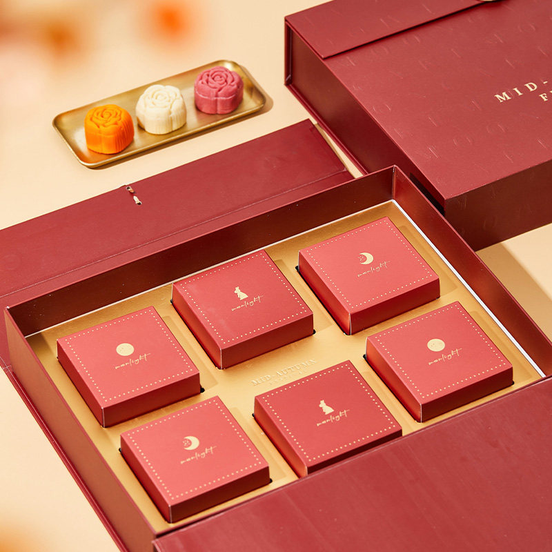 月饼烫金包装盒2025中秋手提创意方形礼盒新款烘焙轻奢商务礼品盒