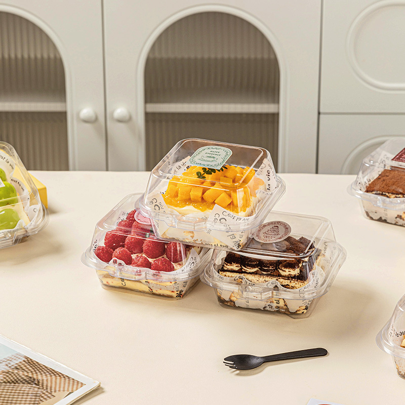 方形透明甜品蛋糕包装盒子杨枝甘露提拉米苏切块慕斯外卖打包盒小