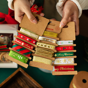 圣诞节蛋糕烫金丝带装饰麋鹿雪人红绿丝绸甜品礼品礼物包装盒绑带