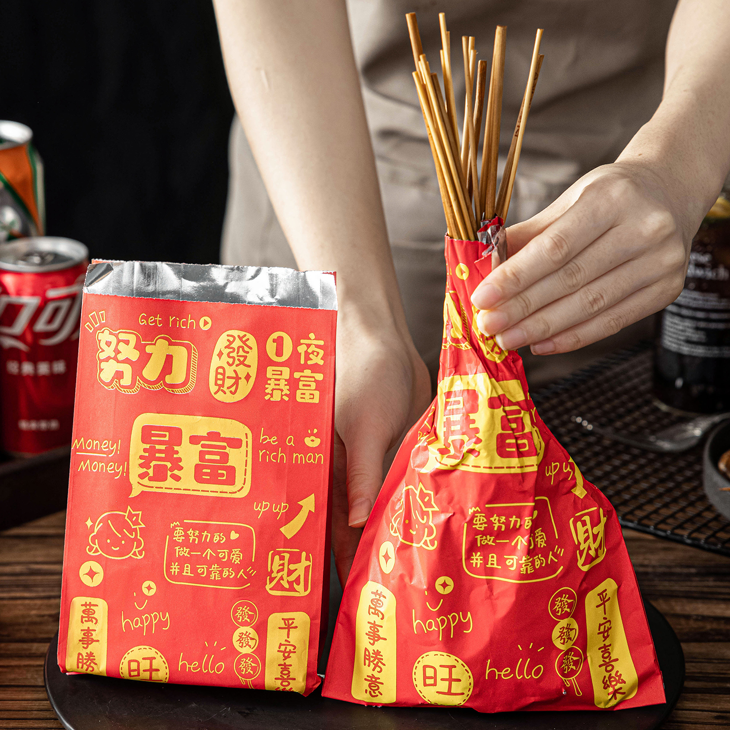 锡纸打包袋外卖专用一次性保温食品级防油加厚纸袋炸串肉商用批发