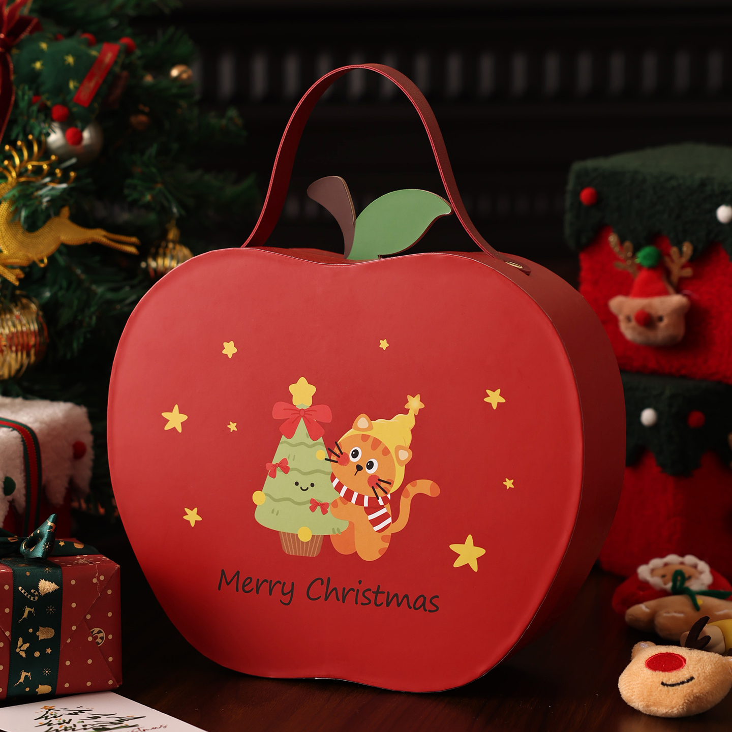 圣诞礼盒空盒包装物品子高档级感伴手节糖果饼干甜品打包平安果夜