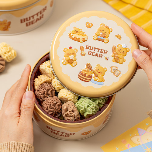 曲奇饼干盒包装马口铁盒圆形空罐