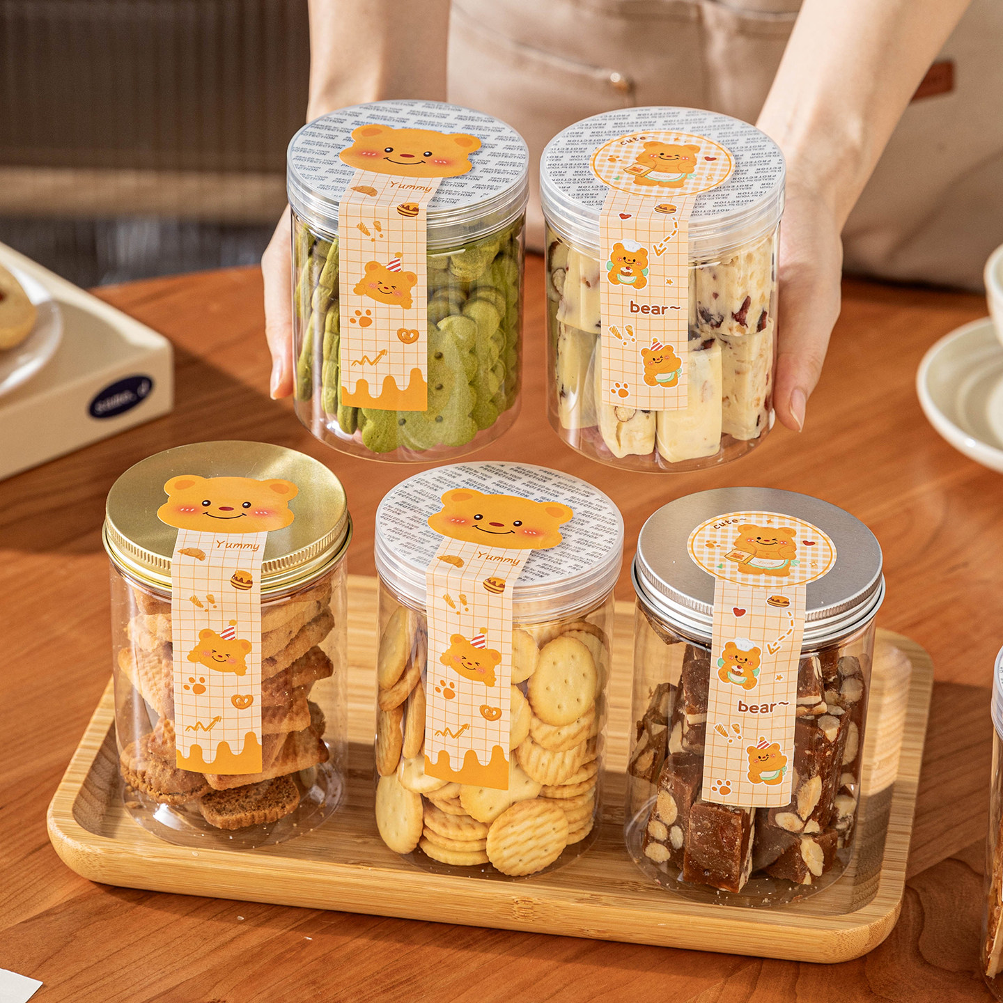 曲奇饼干密封罐子透明雪花酥包装盒食品级坚果手工点心桃酥桶烘焙
