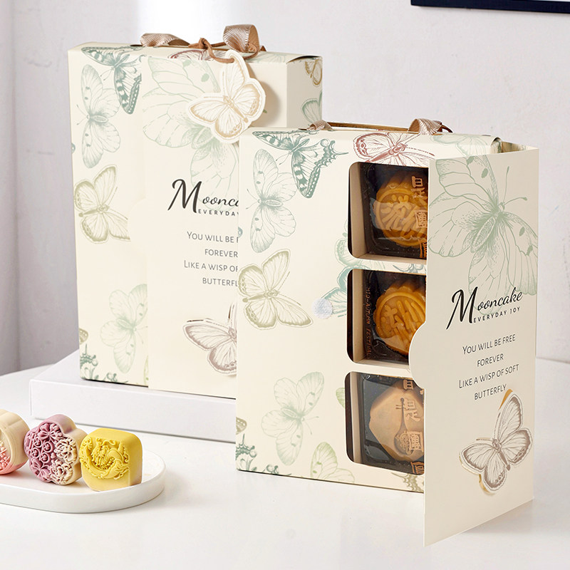 2025中秋礼盒月饼包装盒手提轻奢礼品盒空盒子6粒空盒批发定制