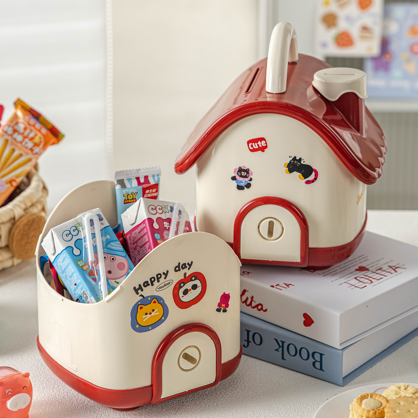 新款存钱罐开学季儿童可爱小房子储蓄盒带锁钱箱送女男孩节日礼物