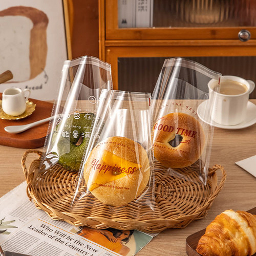 面包包装袋贝果吐司甜甜圈自粘封单独一次性盒子分透明烘焙打包小