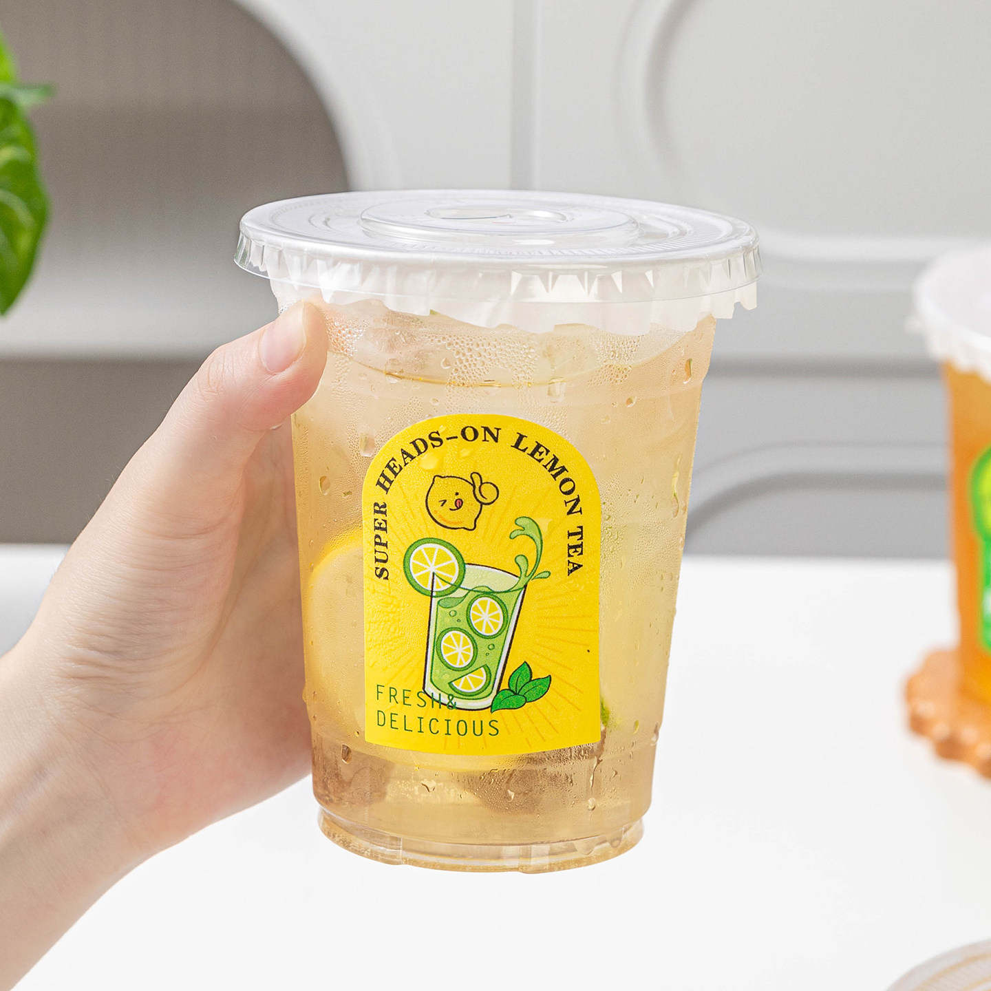 一次性杯子带盖手打柠檬茶水果冷饮料可乐咖啡塑料杯加厚家用自制