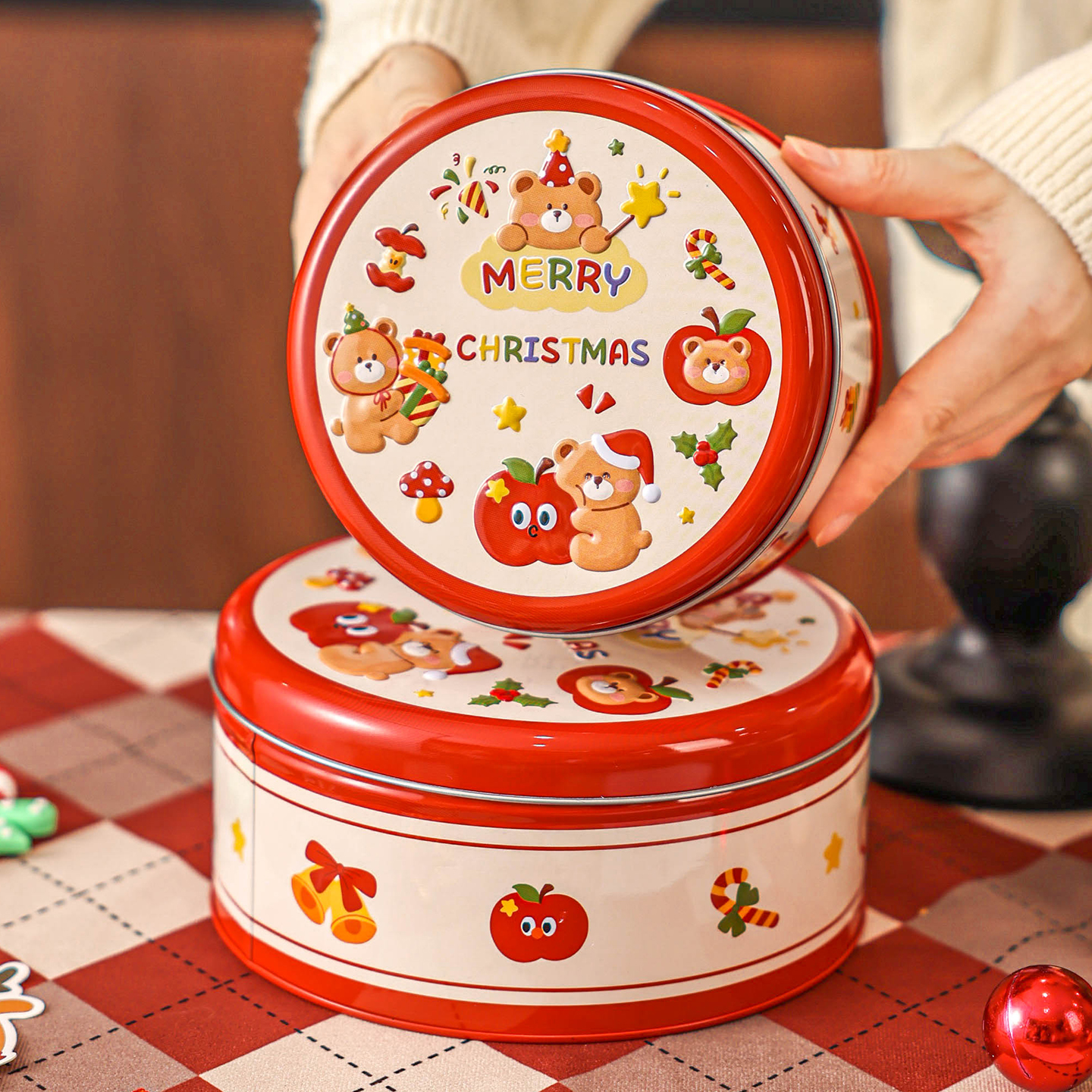 圣诞饼干包装罐铁盒子马口曲奇糖果雪花酥礼物品空儿童零食烘焙节