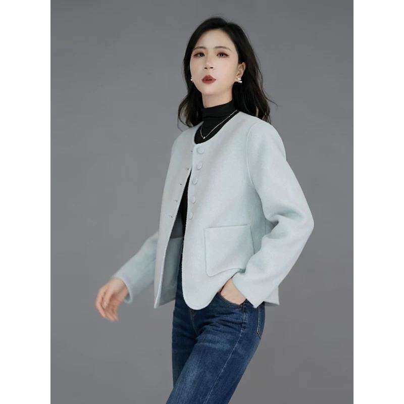 秋冬新款韩系短款双面羊毛大衣女圆领小个子百搭小香风羊毛呢外套,女装/女士精品,毛呢外套,淘宝优惠券,粉丝福利购,淘宝优惠卷