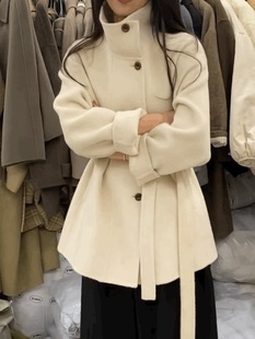 高端双面羊绒大衣女秋冬2025年新款中长款小个子气质立领羊毛外套