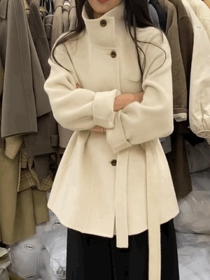 高端双面羊绒大衣女秋冬2025年新款中长款小个子气质立领羊毛外套