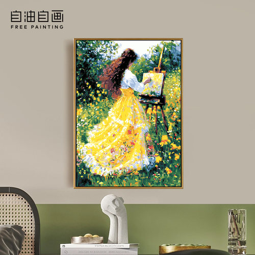 自油自画DIY数字油画玫瑰的故事
