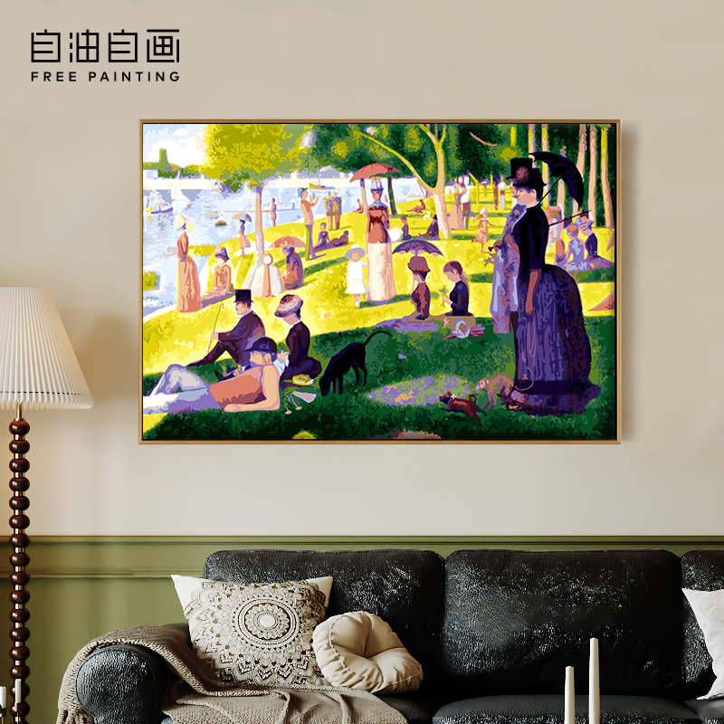 自油自画 数字油画diy手绘手工填充填色减压丙烯画 星期天的午后