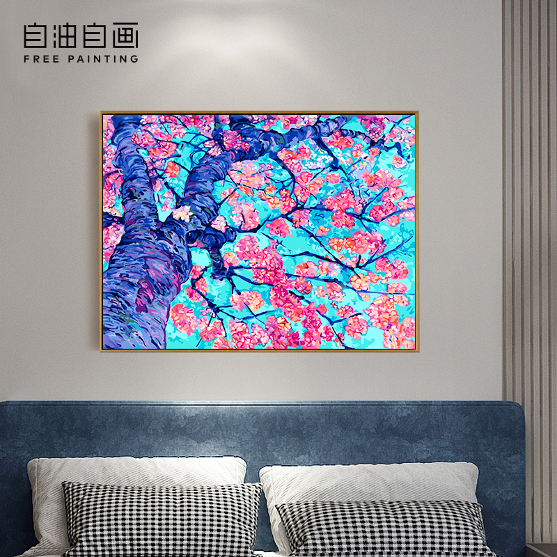 自油自画 数字油画diy手绘手工填充填色减压花卉油彩画 锦簇如荫